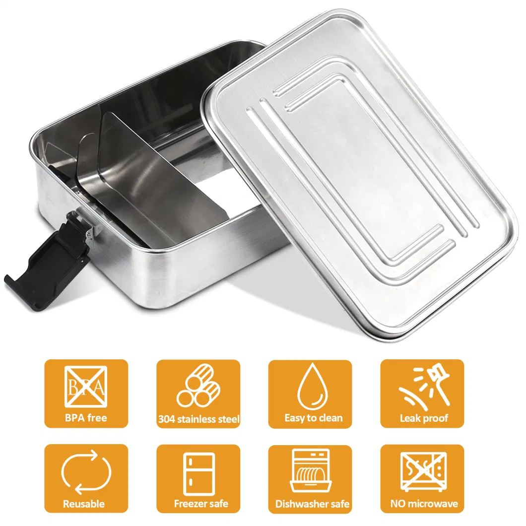 Stainless Steel Portable Food Leak Proof Heatable Storage Lunch Box for Kids and Adults