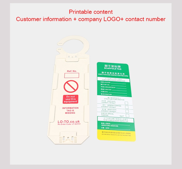 Bozzys Plastic Material High Quality Scaffolding Tagout