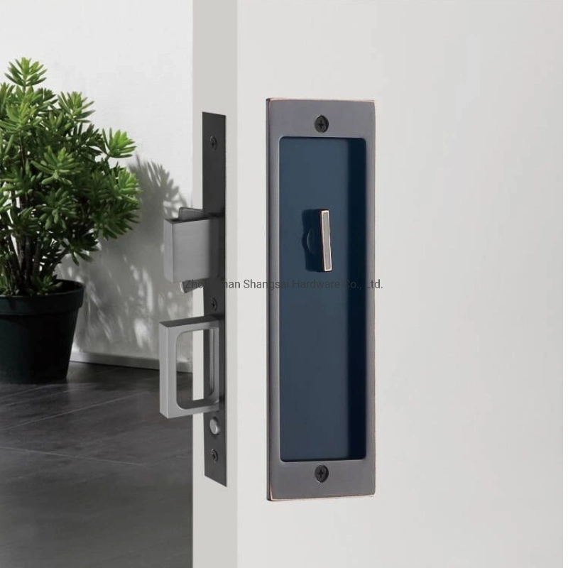 Modern Rectangular Pocket Sliding Door Knob, Heavy Duty Sliding Door Lock
