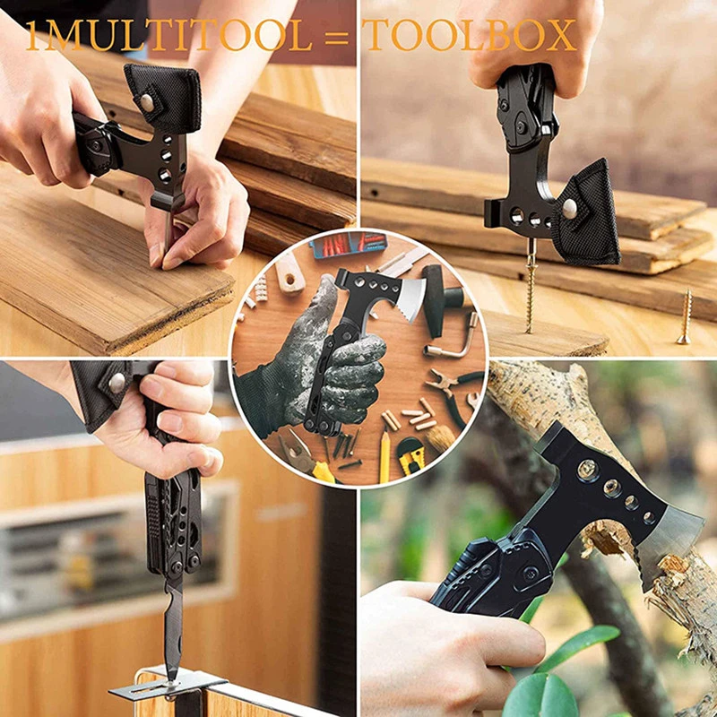 13 in 1 Survival Tools New Design Multitool Survival Axe Hammer Camping Tool with Safety Locks for Men Gifts