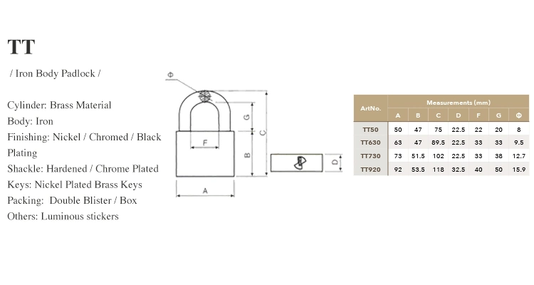 630 730 920 Padlock Unity Lock with Brass Cylinder Nickel Plated Black Finish