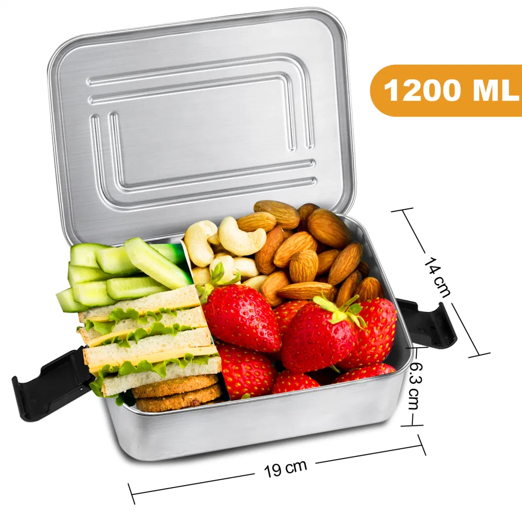 Stainless Steel Portable Food Leak Proof Heatable Storage Lunch Box for Kids and Adults