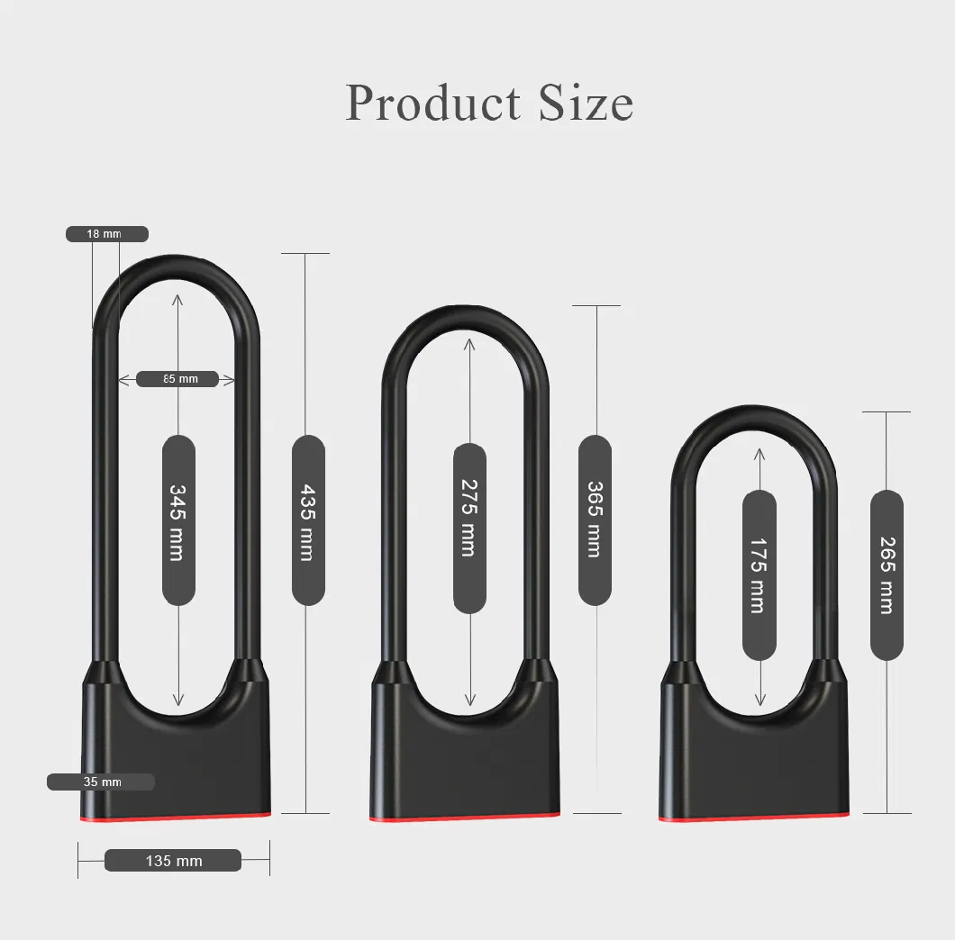 U Shape Safety Lock Bike U-Lock Bluetooth Tuya Smart Control Fingerprint Control Built-in Battery Fingerprint Glass Door Lock