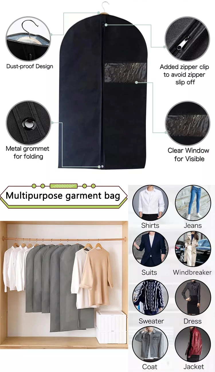 Clear Non Wovendress Storage Bag Hanging Cloth Travel Garment Bag with Hanger Hole Wedding Dress Travel Carrier Bag