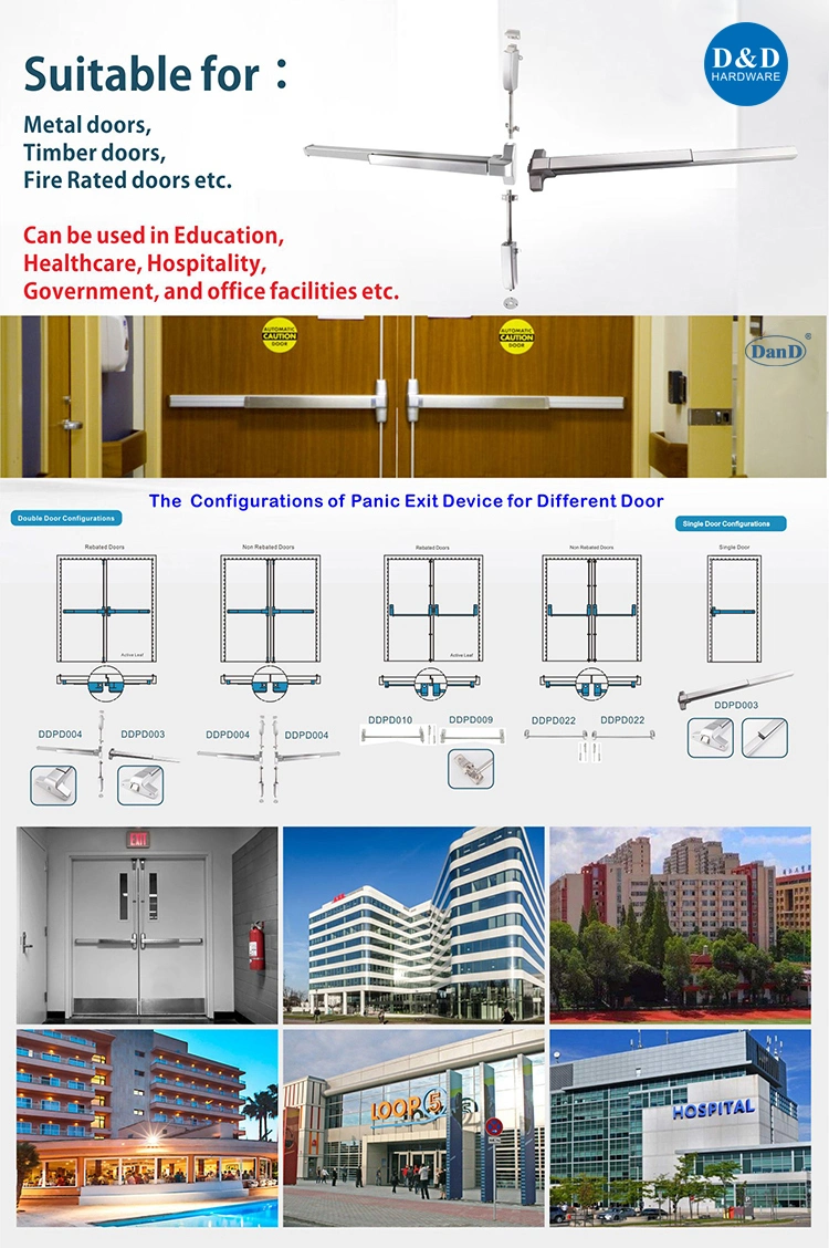 Stainless Steel Single Point Locking Panic Exit Device and UL Listed