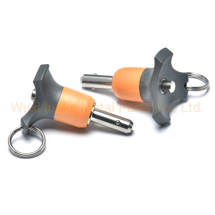 Plastic Handle Spring Load Pull Ball Lock Pin Quick Release Ball Locking Latch with a Lanyard