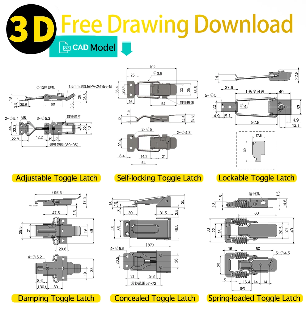 High Quality Industrial Machinery Self-Locking Stainless Steel Toggle Latch/Adjustable Draw Latch