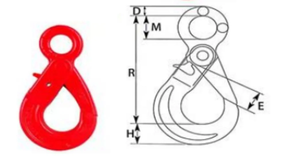 Rigging Durable G80 Steel Load Chain Hook with Self Lock