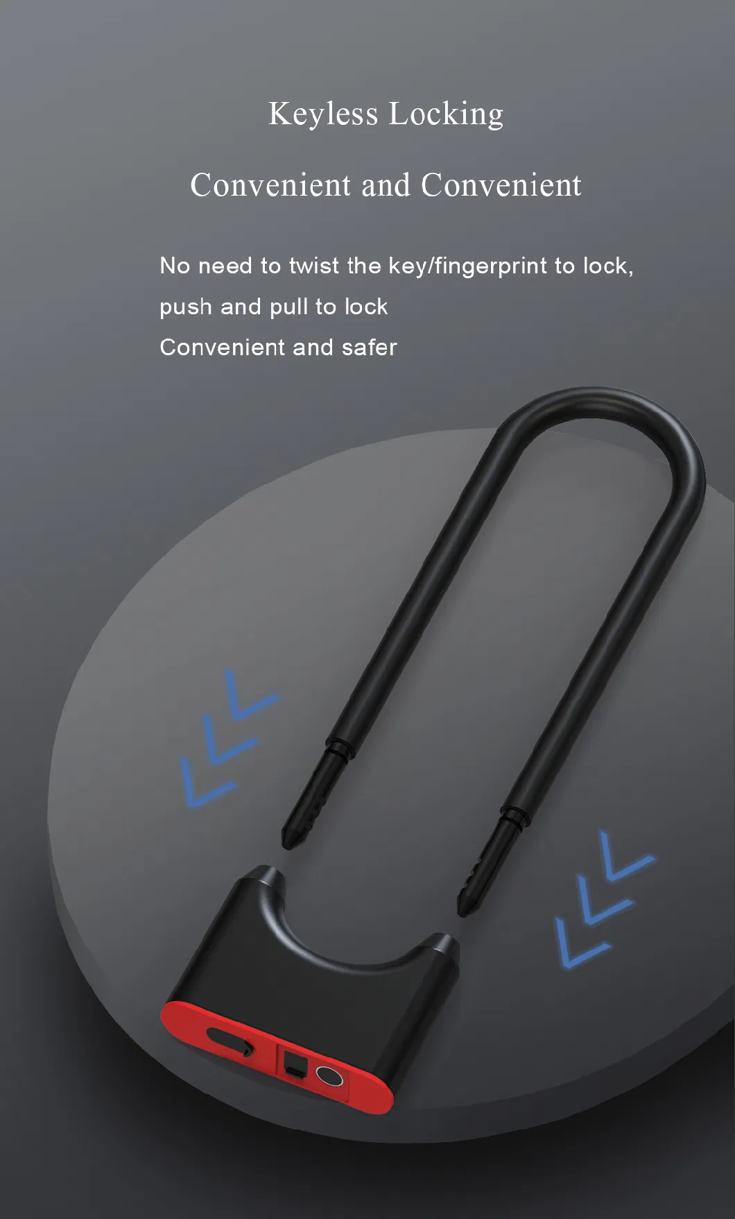 U Shape Safety Lock Bike U-Lock Bluetooth Tuya Smart Control Fingerprint Control Built-in Battery Fingerprint Glass Door Lock