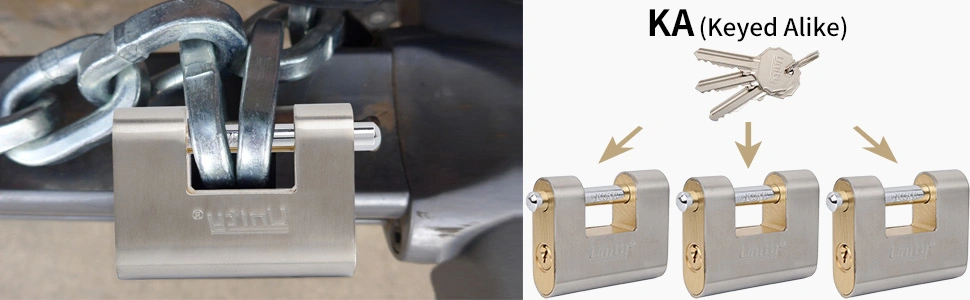 Block Lock Conex Lock Container Lock Stainless Steel Keyed Alike Armored Padlock for Container Gate Trailer