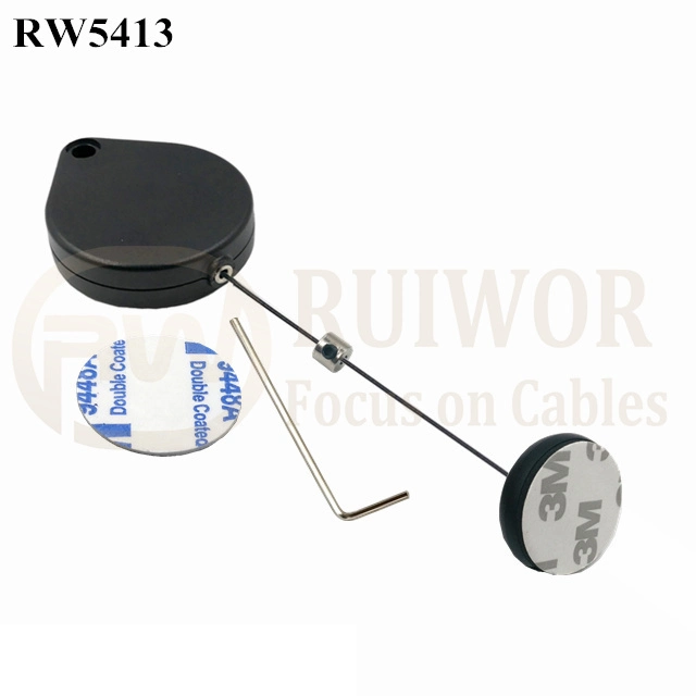 RW5413 Heart-Shaped Security Pull Box Plus Dia 30mmx5.5mm Circular Adhesive ABS Block