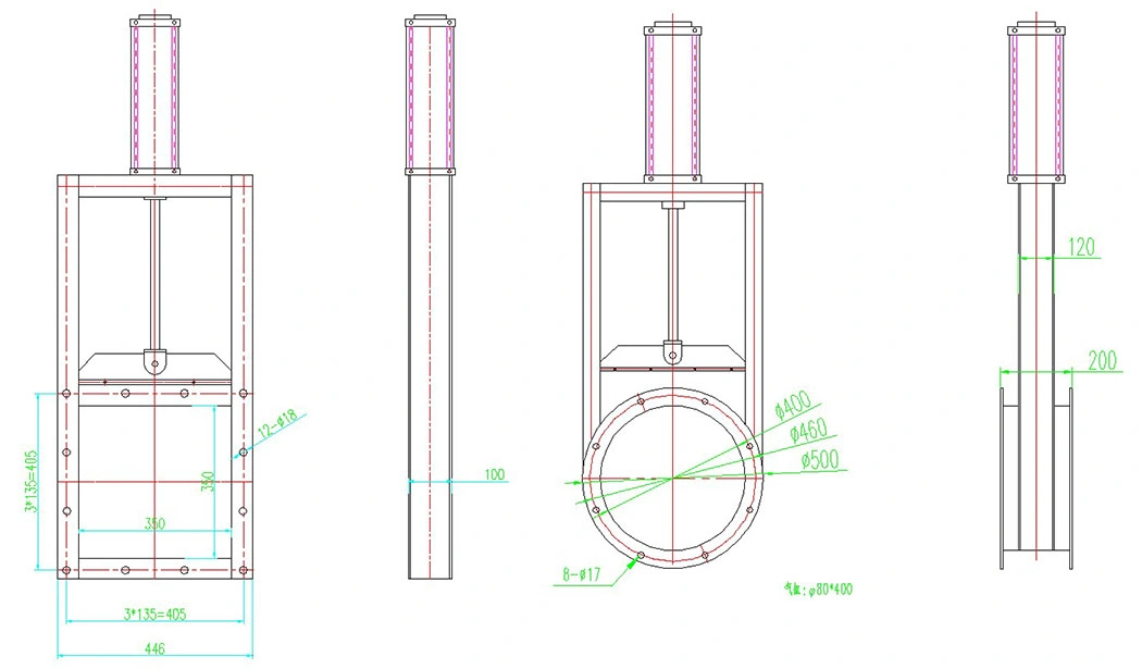 Pneumatic Operated Knife Locking Stainless Steel Slide Gate Valve