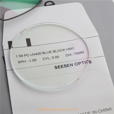 Eyeglass Lens Companies 1.59 Polycarbonate PC UV420 Blue Cut Hmc Eyeglass Lenses Distributor Ophthalmic Lenses