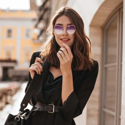 Gd Shinny Women Metal Sunglasses Metal Sun Glasses Polarized Sunglasses UV400 Anti-UV Fashion Accessories Sun Glasses Gradient Nylon Lenses