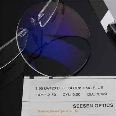 Cr39 Blue Light Filter 1.56 UV420 Anti Blue Ray Lens Prices Spectacle Lenses Optical Lens