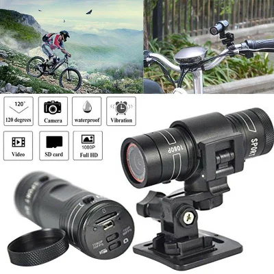 Bicycle Sports Camera Mountain Bike Motorcycle Helmet Action Mini Camera DV F9 Camcorder Full 1080P HD Car Video Recorder Camera with 32GB