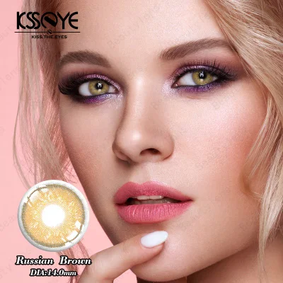 Free Sample Contact Lenses Colored Contact Lens Ksseye Natural Brown Color 3-Tone Prescription Eye Lens
