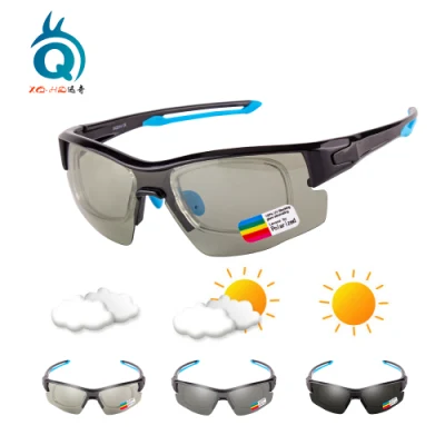 Logo Print Clear Interchangeable Lens Photochromic Cycling Sunglasses