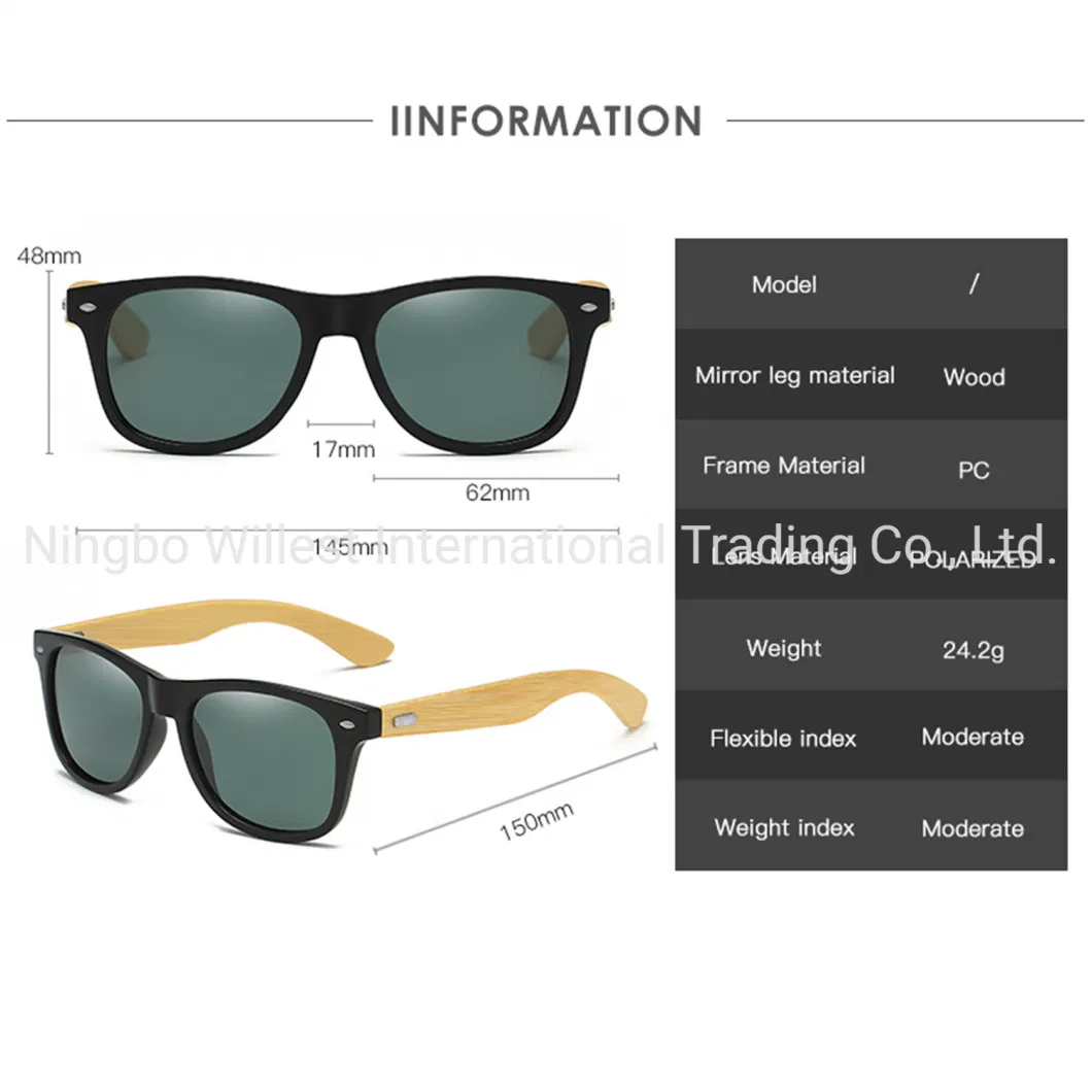 Bamboo Polarized Sunglasses for Men and Women Matte Finish Sun Glasses Color Mirror Lens 100% UV Blocking