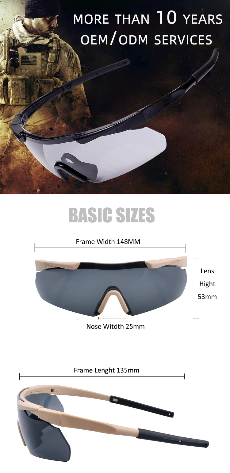 Tactical Sunglasses Ballistic Eyewear Goggles Shooting Glasses Interchangeable Lenses Tactical Ballistic Glasses