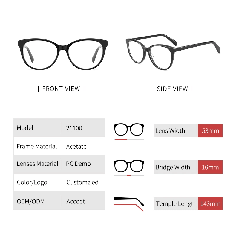 Popular Fashion Cat Eye Acetate Optical Glasses Frames