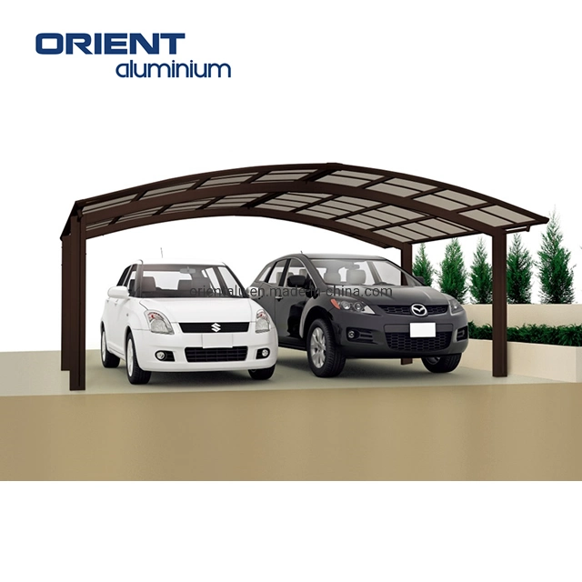 Custom Made Aluminum Frame Arc Polycarbonate Aluminium Car Canopy for Villa Use