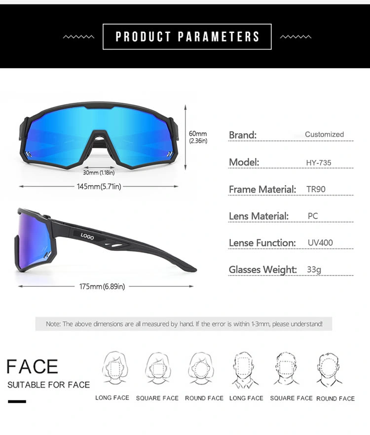 Wholesale Custom Fashion UV400 Men Polarized Sport Sunglasses for Bicycle Fishing Baseball Cycling Hy735