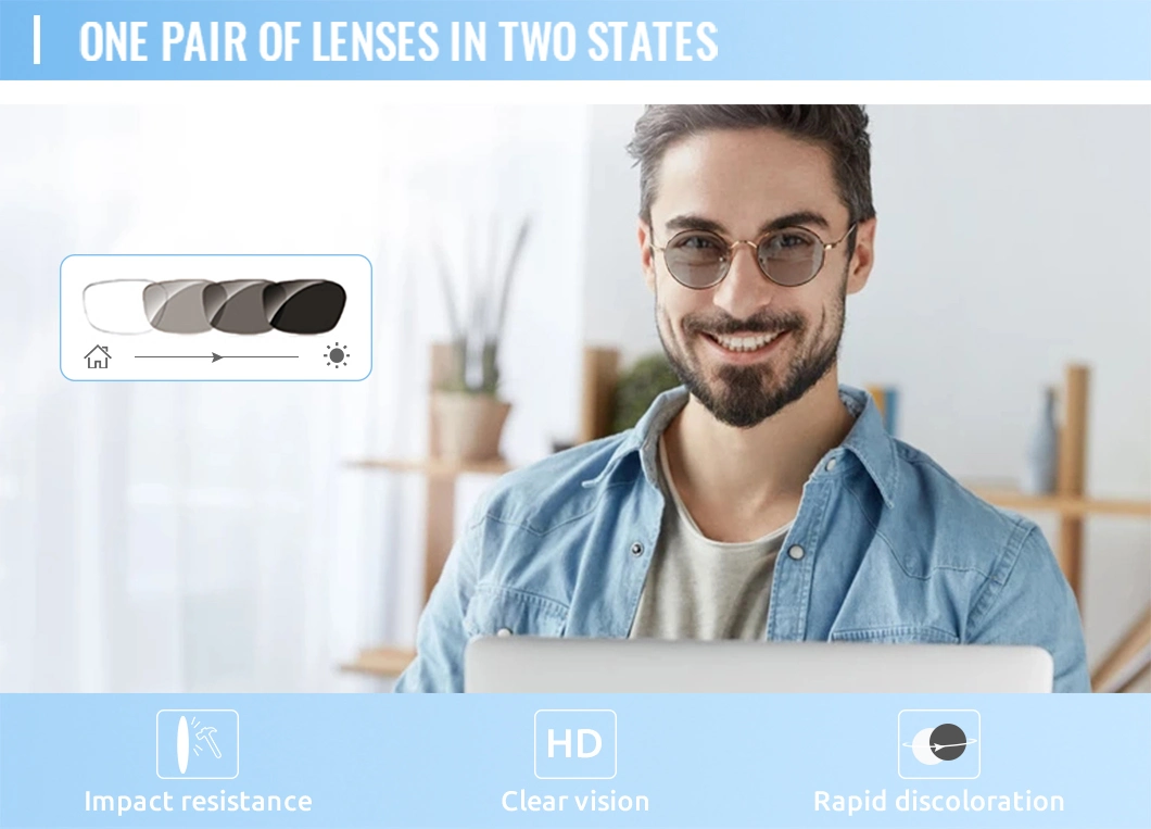 1.59 PC Polycarbonate Single Vision High Impact Resistance Photo Grey Eyeglasses Lens