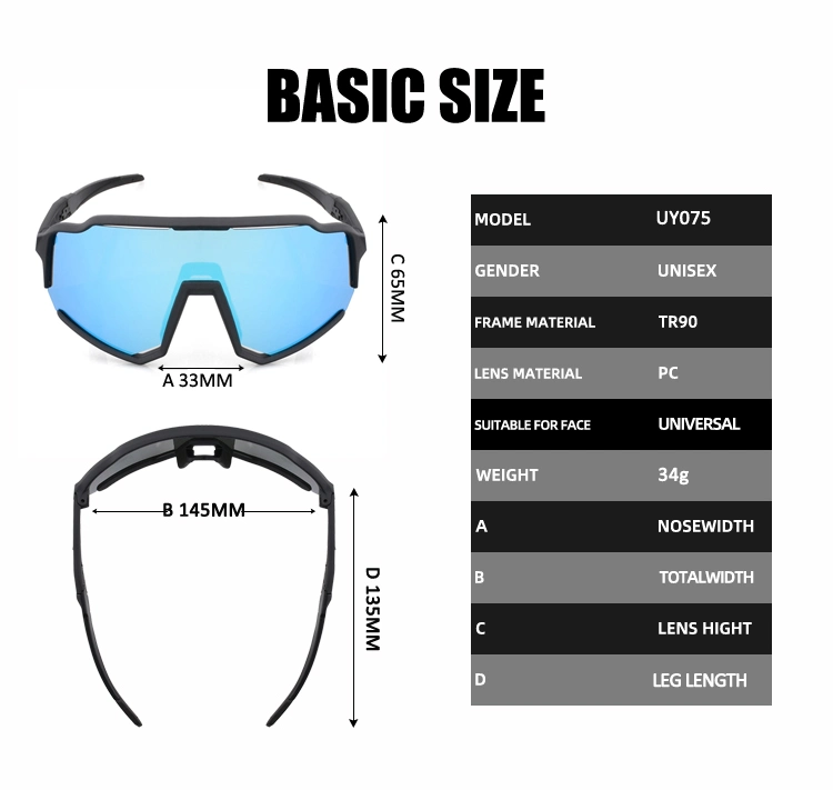 New Fshion Design UV400 Oversize Photochromic Cycling Sun Shades Baseball Sport Sunglasses