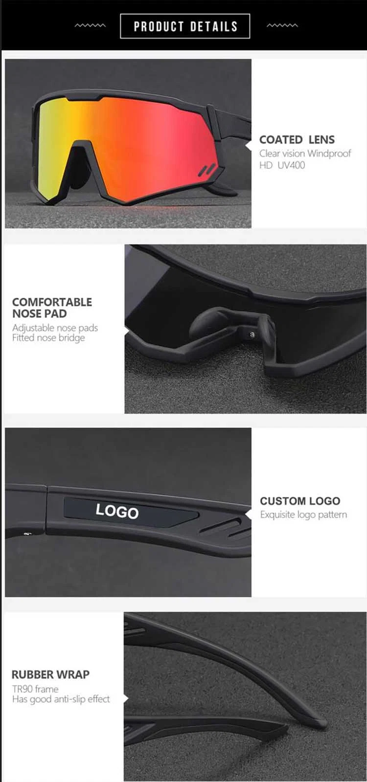 Wholesale Custom Fashion UV400 Men Polarized Sport Sunglasses for Bicycle Fishing Baseball Cycling Hy735