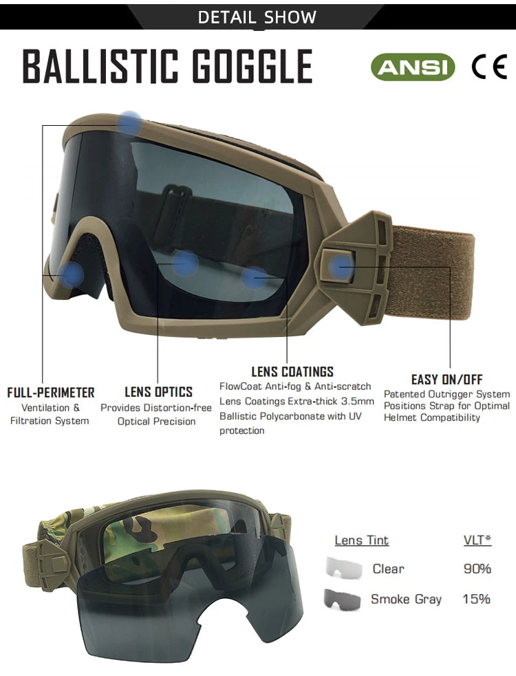 Hot Selling UV Protection Outdoor Shooting Sport Sunglasses Windproof Tactical Goggles Ballistic Glasses