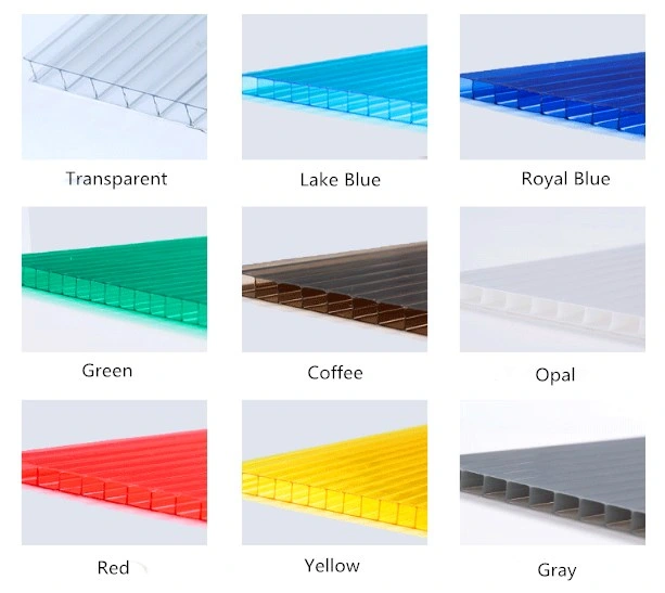 China Factory Price 4mm 8mm 16mm Building Material PC Panel Color Hollow Sheet Polycarbonate Corrugated Sheets Greenhouse Roof Solid Sun Board Plastic Sheets