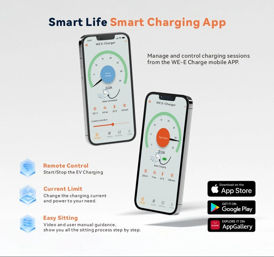 Level 2 Wallbox 80A 19.6kw Waterproof Electric Vehicle Car Charging Station Single Gun EV Charger with Type 1 Plug