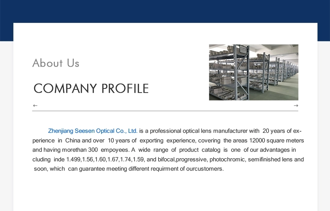 China Reliable Quality 1.56 Progressive Optical Lenses Prescription Glasses Lens Multifocal Computer Lens