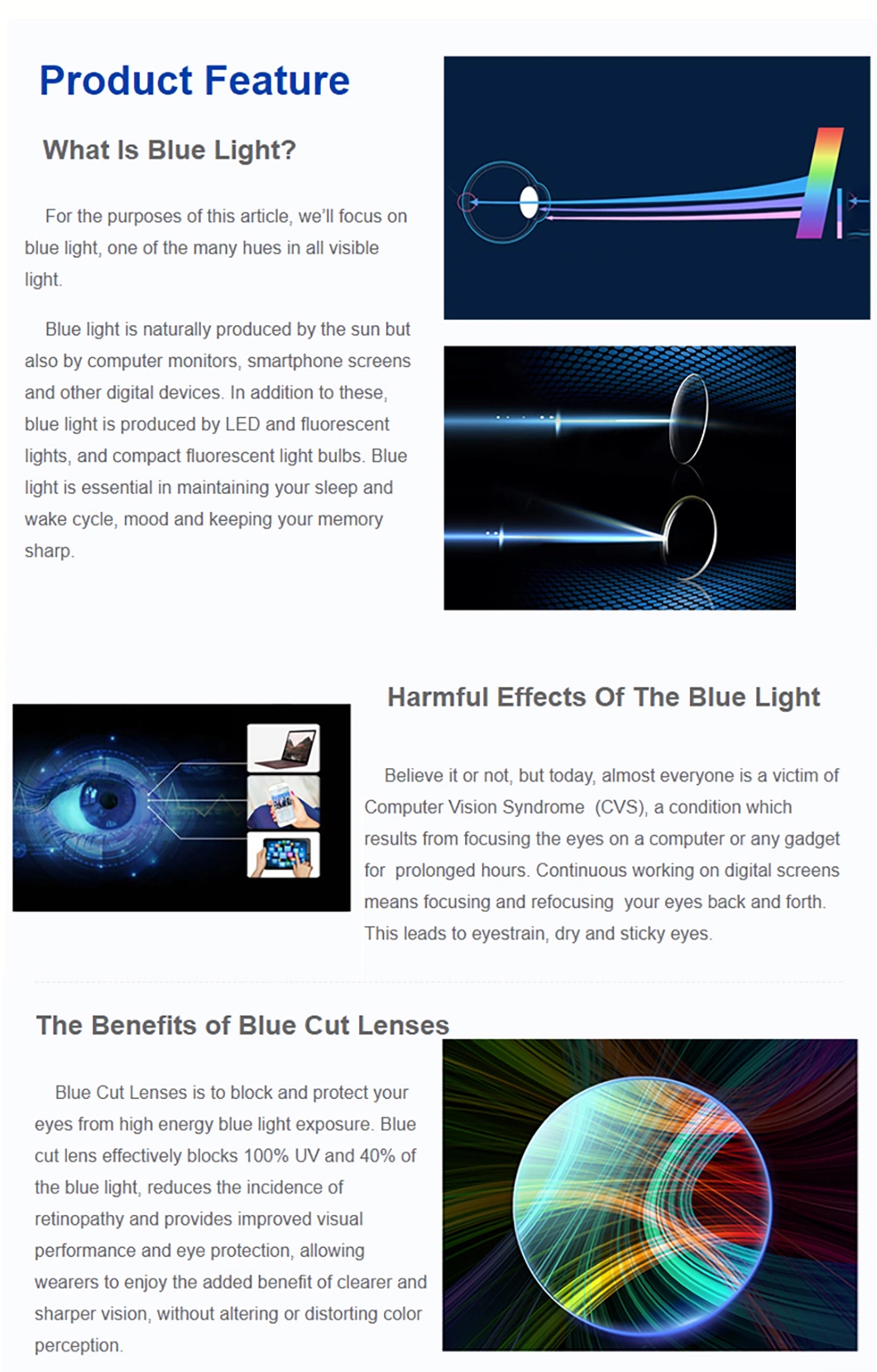 1.71 UV420 Blue Cut Anti Blue Light Lens Hmc Optical Lenses