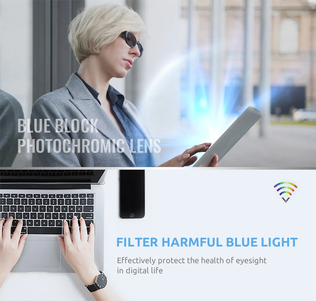 Single Vision 1.56 Photochromic Blue Cut Optical Hmc Resin/Plastic Lens Blue Light Blocking Lens