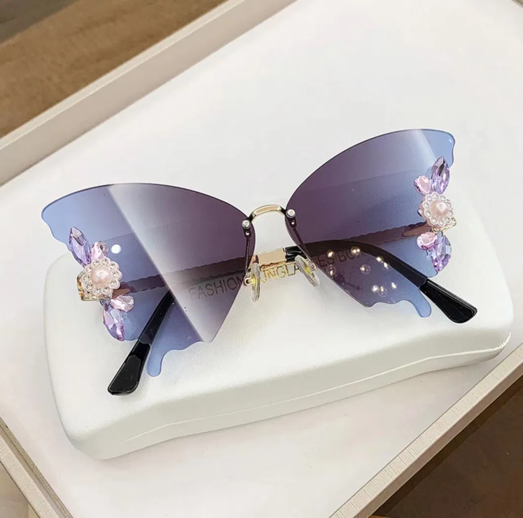 Unique Fashionable Butterfly Shape Sunglasses with Jewelry Accessories