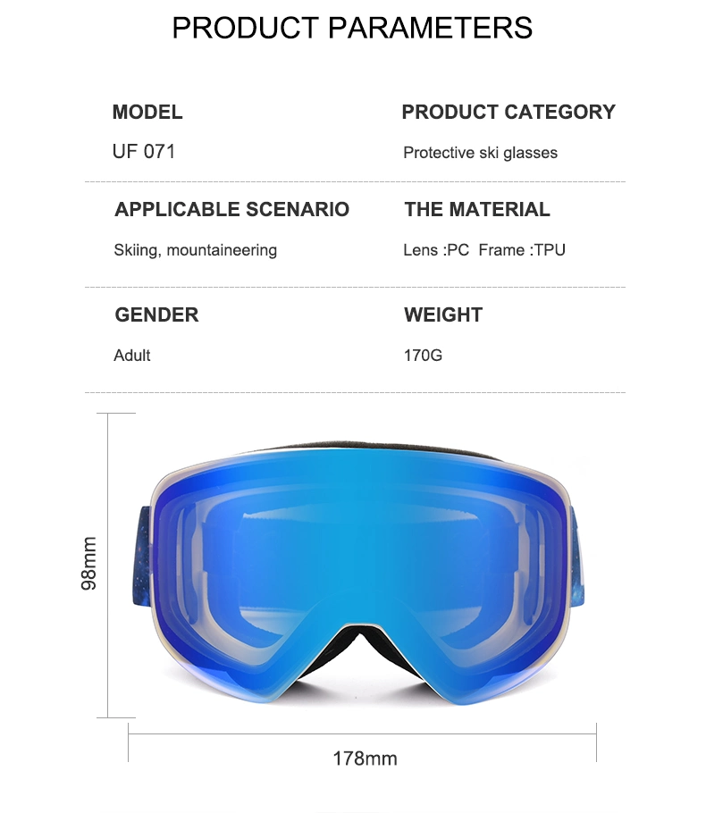 TPU Frame Ski Goggles Windproof Winter Sport Sunglasses for Skating Snowmobile Glasses