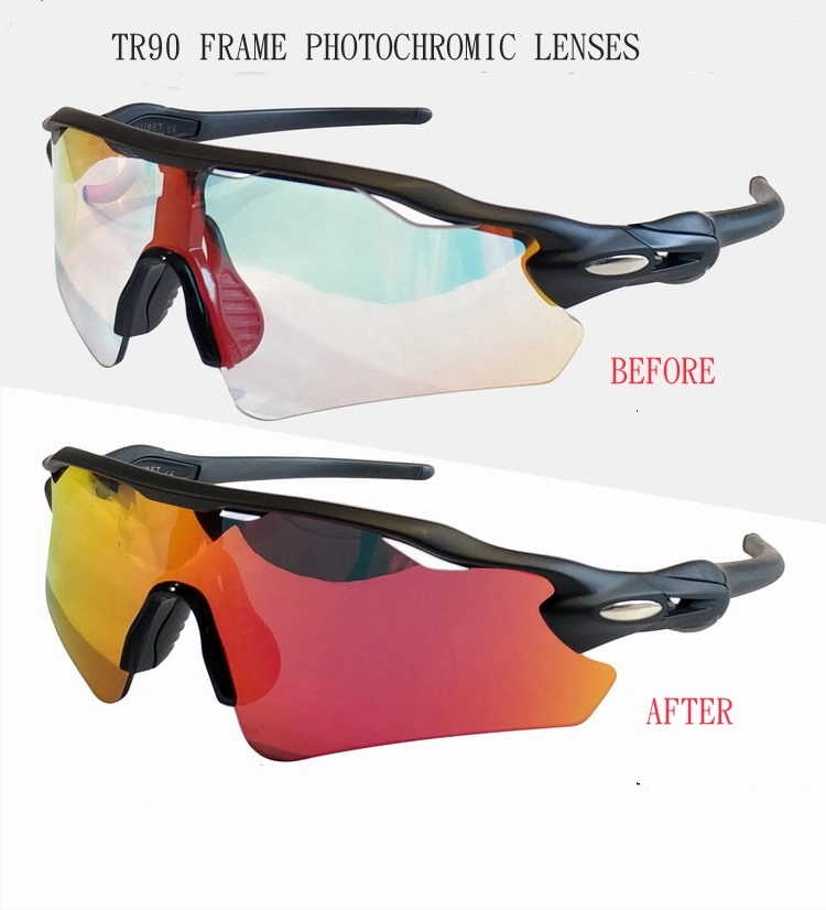 Outdoor Cycling Brand One-Piece Tr90 Frame Sports Photochromic Sunglasses