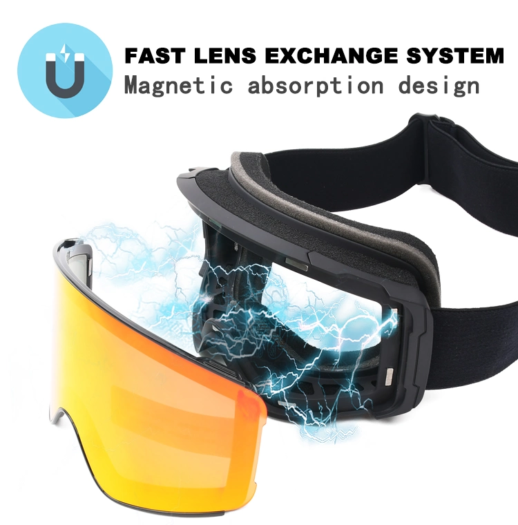 Best Selling Sports Adult Anti-Fog OEM ODM Custom Logo Ski Goggles Magnetic Snow Board Skiing Goggles