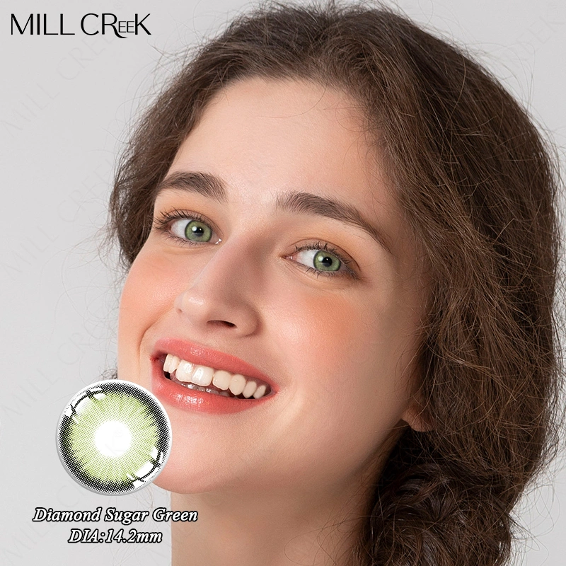 Non Prescription 14.2 Realistic Natural Colored Kiwi Green Cosmetic Contact Lens