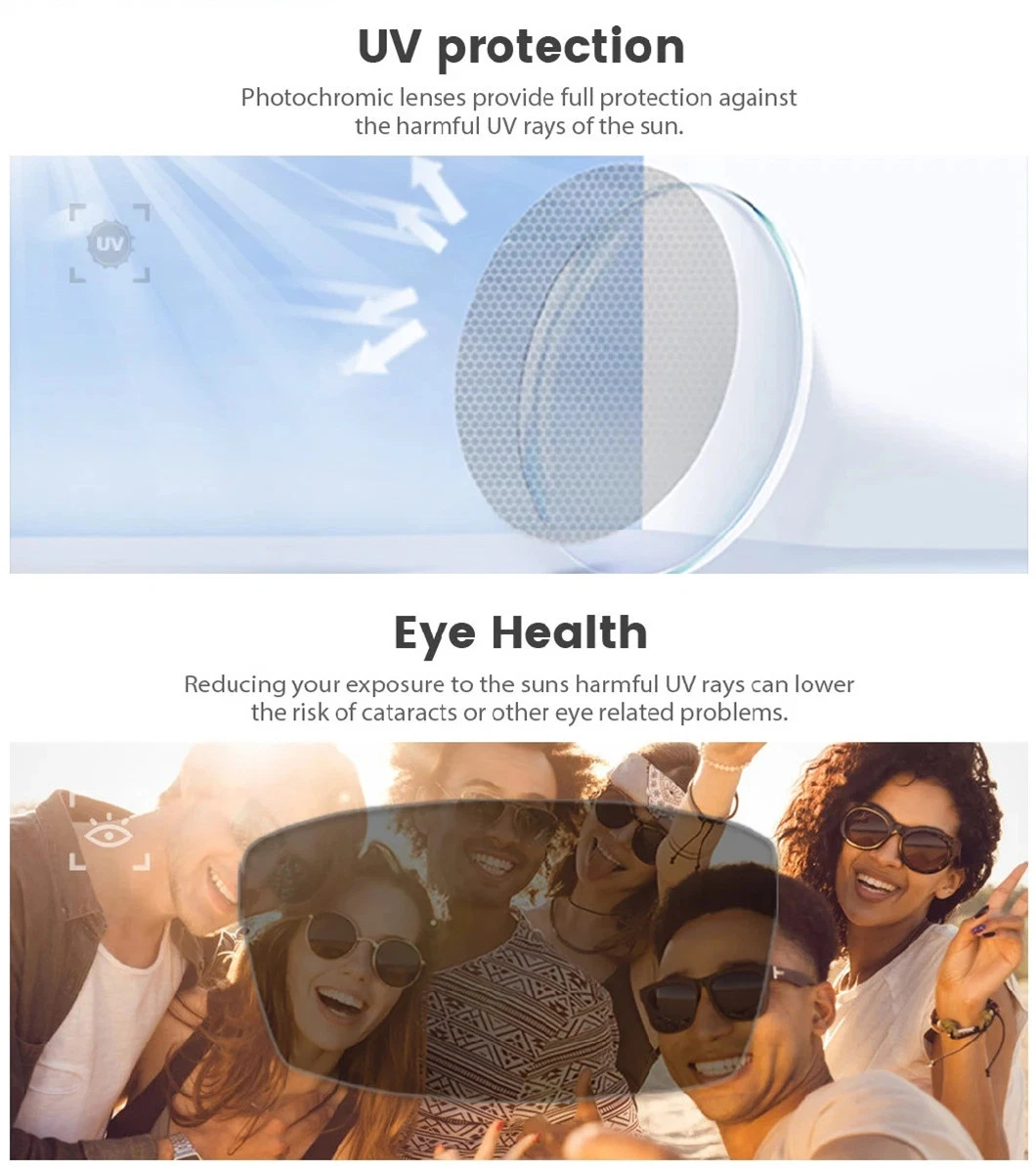 Poly 1.59 Polycarbonate PC Photochromic Transition Eyeglasses Lenses Photogrey Hmc Optical Lens