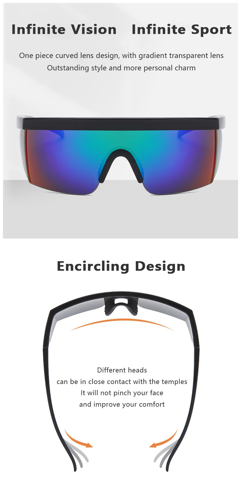 Inno-Aj007 Manufacturer Direct Selling Multicolor Options Reflective Sport Glasses Revo Gradient Glasses Custom Logo Eco-Friendly