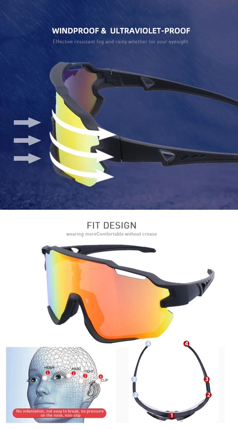 Tr90 Photochromic Custom Logo Bicycle Bike Sunglasses UV400 Polarized Women Man Cycling Glasses Eyewear