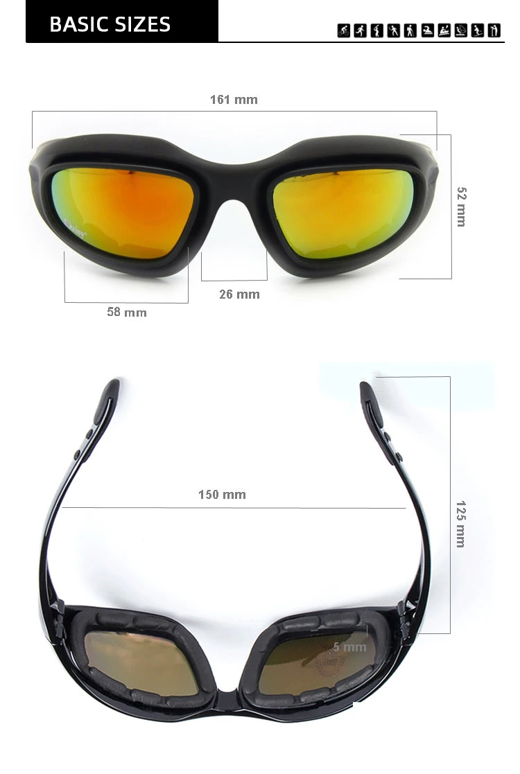 Balisticas Gafas Tactical Goggles C5 Tactical Ballistic Goggles Interchangeable Lens Tactical Glasses Polarized