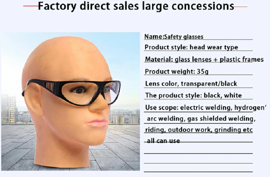 Eye Protection Simple Casual Type Safety Glasses Welding Glasses with Glass Lens