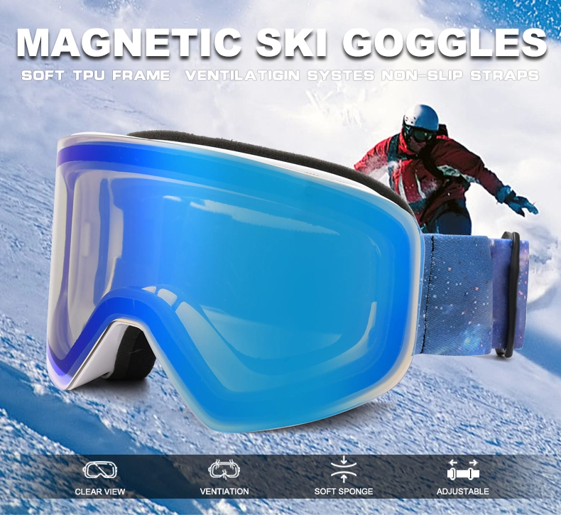 TPU Frame Ski Goggles Windproof Winter Sport Sunglasses for Skating Snowmobile Glasses