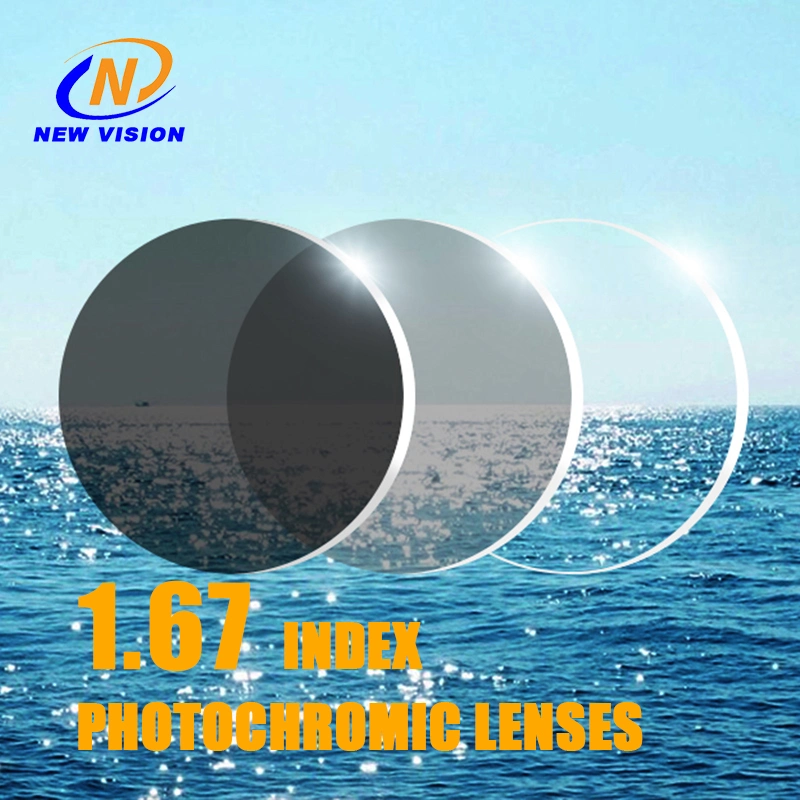 1.67 Aspherical Blue Block Photogray Shmc Blue Coating Optical Resin Spectacle Lens