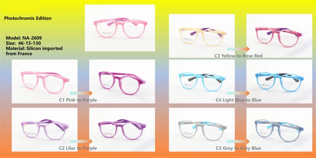 Tr Optical Glasses Spectacle Frames UV Photochromic Color Changing Eyeglasses Frames Glasses for Kids