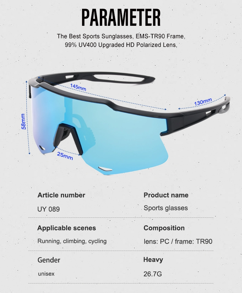Tr90 Frame Polarized Men Outdoor Cycling Bike Sun Glasses Anti Wind Driving Running Golf Sport Sunglasses for Women